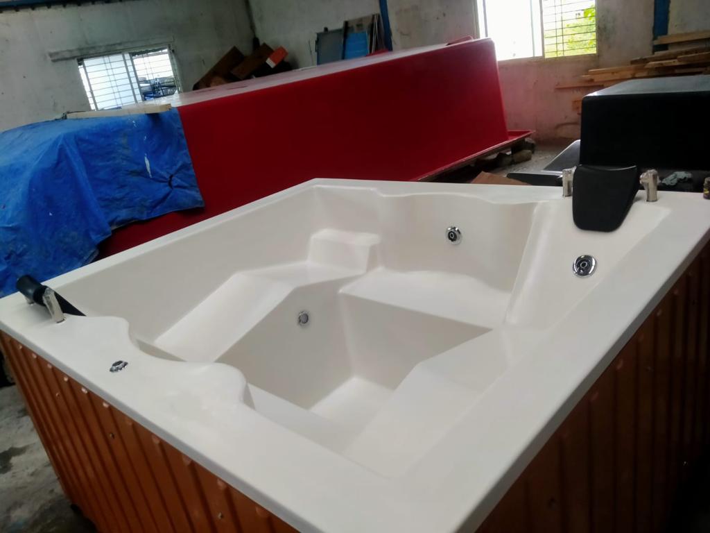 Custom spa shell with red interior finish reference