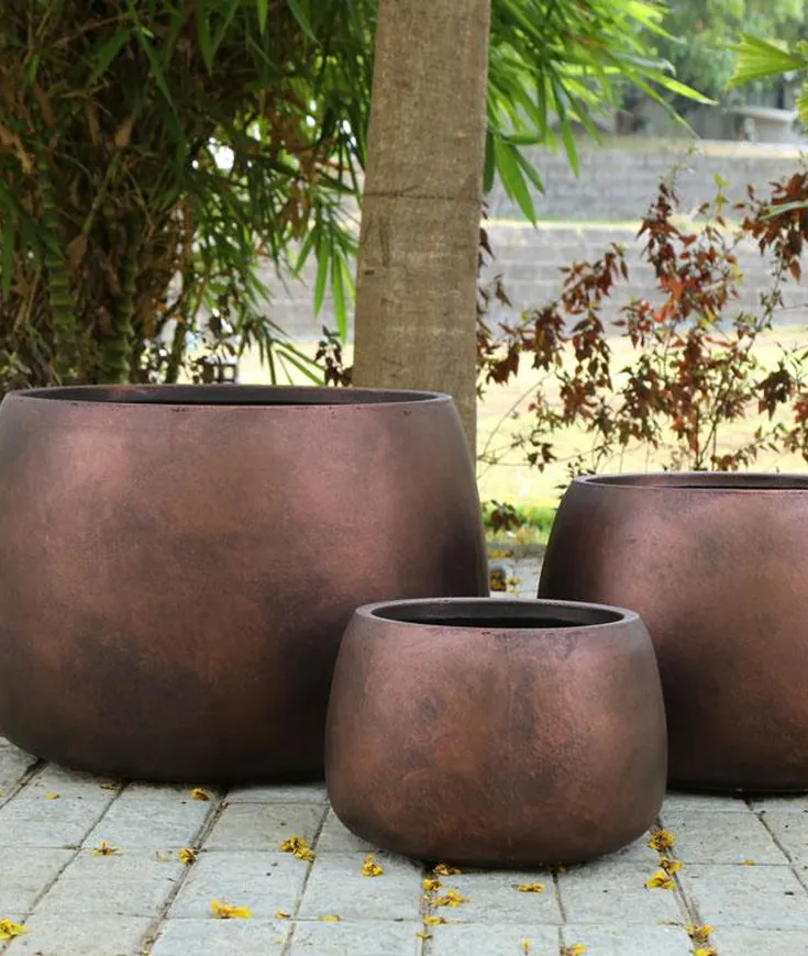 Bronze-Finish FRP Pots