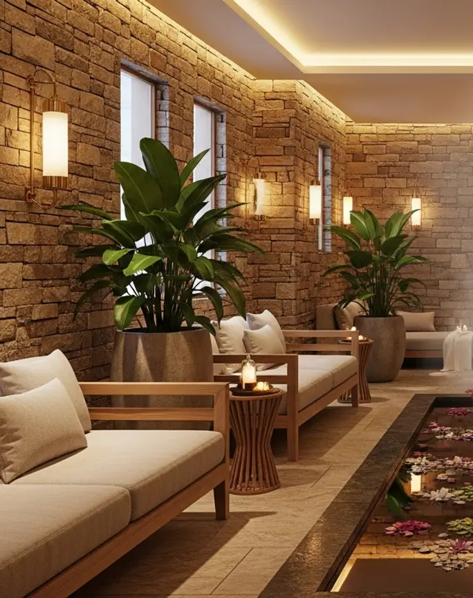 Indoor spa lounge concept